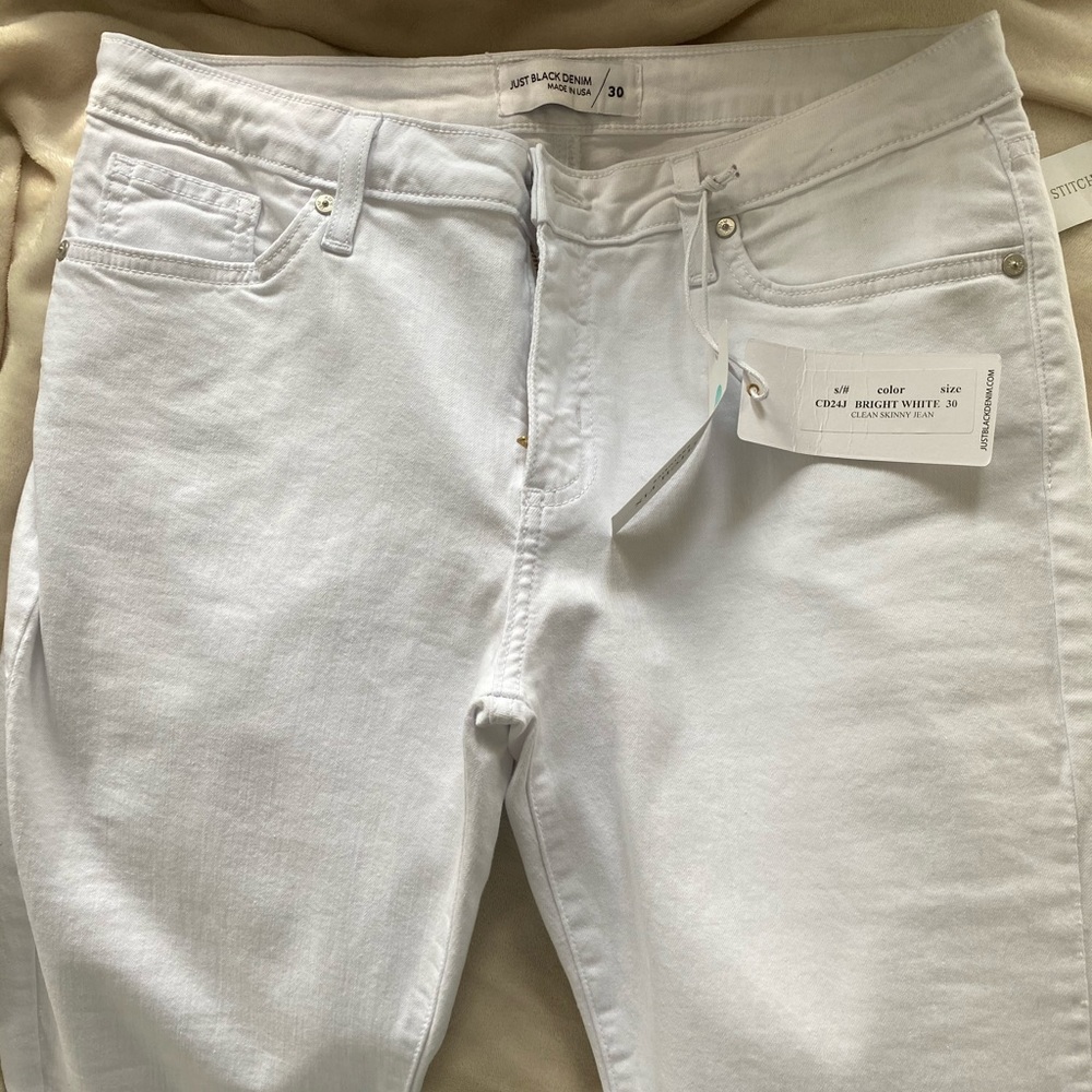 Just Black Denim White Skinny Jeans size 30